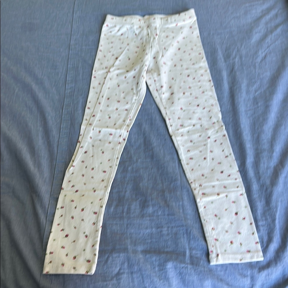 Crewcuts Cream and Pink Leggings with Elastic Waistband
